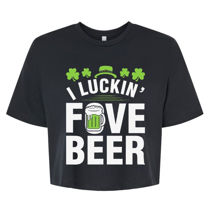 Funny Luck Love Beer Shamrock Happy Saint Patrick's Day Bella+Canvas Jersey Crop Tee