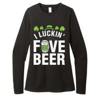 Funny Luck Love Beer Shamrock Happy Saint Patrick's Day Womens CVC Long Sleeve Shirt