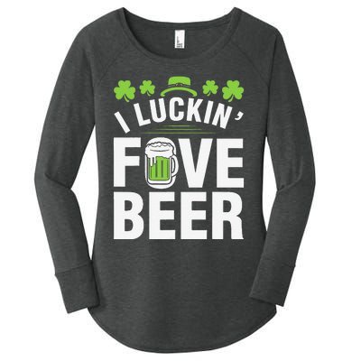 Funny Luck Love Beer Shamrock Happy Saint Patrick's Day Women's Perfect Tri Tunic Long Sleeve Shirt