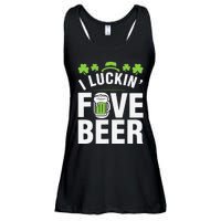 Funny Luck Love Beer Shamrock Happy Saint Patrick's Day Ladies Essential Flowy Tank