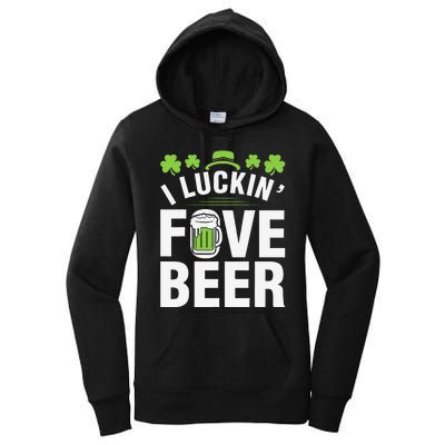 Funny Luck Love Beer Shamrock Happy Saint Patrick's Day Women's Pullover Hoodie