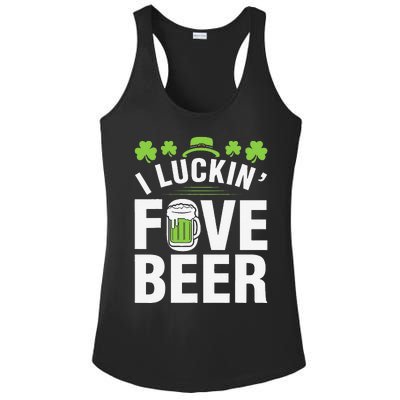 Funny Luck Love Beer Shamrock Happy Saint Patrick's Day Ladies PosiCharge Competitor Racerback Tank