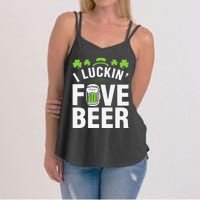 Funny Luck Love Beer Shamrock Happy Saint Patrick's Day Women's Strappy Tank