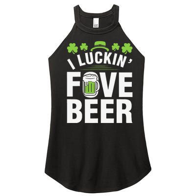 Funny Luck Love Beer Shamrock Happy Saint Patrick's Day Women's Perfect Tri Rocker Tank