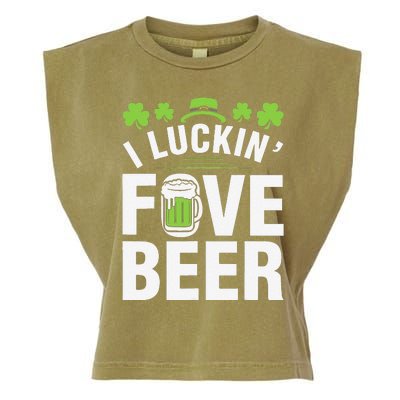 Funny Luck Love Beer Shamrock Happy Saint Patrick's Day Garment-Dyed Women's Muscle Tee