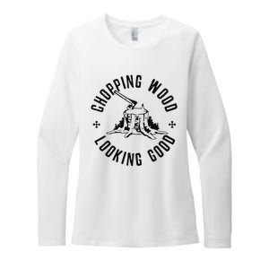 Funny Lumberjack Logger Chopping Wood Looking Good Womens CVC Long Sleeve Shirt