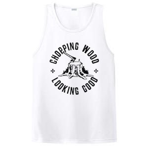 Funny Lumberjack Logger Chopping Wood Looking Good PosiCharge Competitor Tank