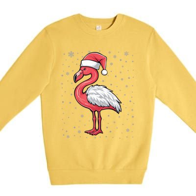 Fa La La Mingo Cute Flamingo Christmas Santa Hat Bird Cute Gift Premium Crewneck Sweatshirt