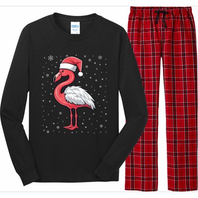 Fa La La Mingo Cute Flamingo Christmas Santa Hat Bird Cute Gift Long Sleeve Pajama Set