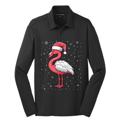 Fa La La Mingo Cute Flamingo Christmas Santa Hat Bird Cute Gift Silk Touch Performance Long Sleeve Polo