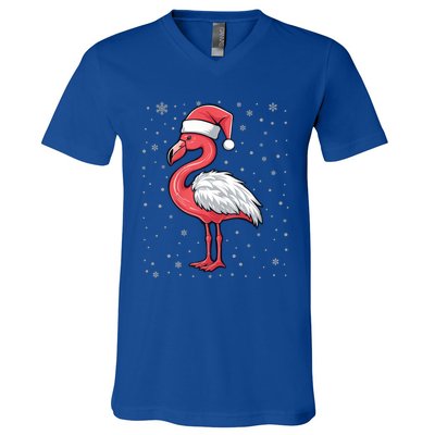 Fa La La Mingo Cute Flamingo Christmas Santa Hat Bird Cute Gift V-Neck T-Shirt