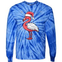 Fa La La Mingo Cute Flamingo Christmas Santa Hat Bird Cute Gift Tie-Dye Long Sleeve Shirt