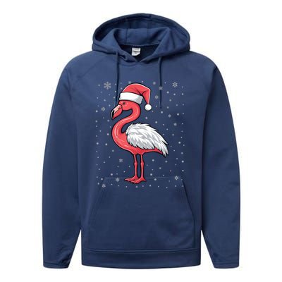 Fa La La Mingo Cute Flamingo Christmas Santa Hat Bird Cute Gift Performance Fleece Hoodie