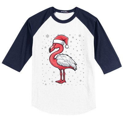 Fa La La Mingo Cute Flamingo Christmas Santa Hat Bird Cute Gift Baseball Sleeve Shirt