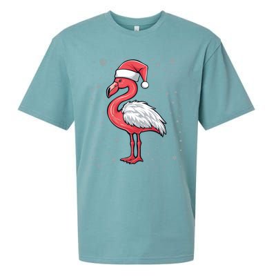 Fa La La Mingo Cute Flamingo Christmas Santa Hat Bird Cute Gift Sueded Cloud Jersey T-Shirt