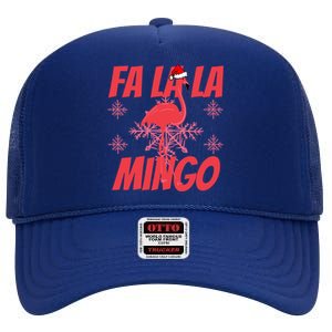 Fa La La Mingo Flamingo Christmas Gift High Crown Mesh Back Trucker Hat