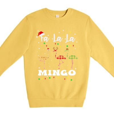 Fa La La Mingo Christmas Flamingo Tree Lights Santa Family Gift Premium Crewneck Sweatshirt