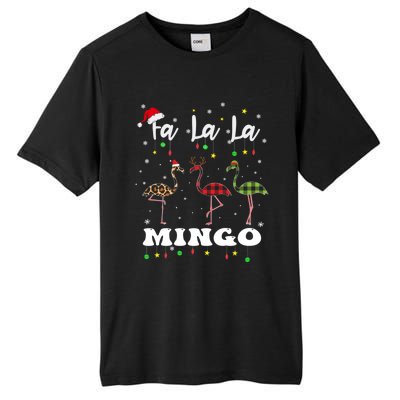 Fa La La Mingo Christmas Flamingo Tree Lights Santa Family Gift Tall Fusion ChromaSoft Performance T-Shirt