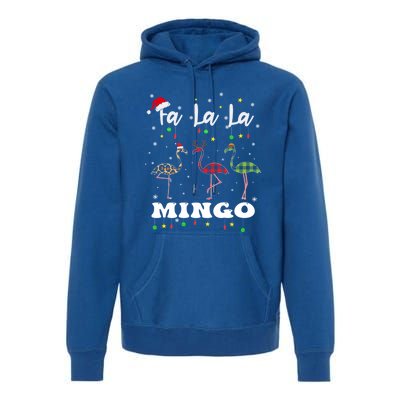 Fa La La Mingo Christmas Flamingo Tree Lights Santa Family Gift Premium Hoodie