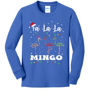 Fa La La Mingo Christmas Flamingo Tree Lights Santa Family Gift Kids Long Sleeve Shirt