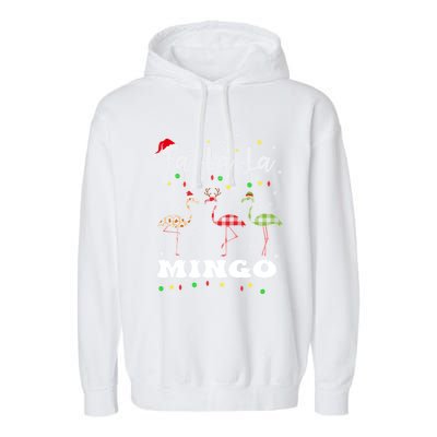 Fa La La Mingo Christmas Flamingo Tree Lights Santa Family Gift Garment-Dyed Fleece Hoodie