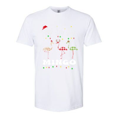 Fa La La Mingo Christmas Flamingo Tree Lights Santa Family Gift Softstyle CVC T-Shirt