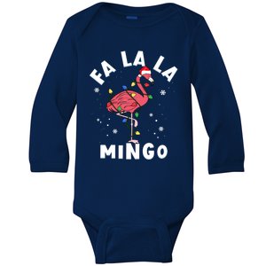 Fa La La Mingo Flamingo Christmas Tree Lights Tropical Xmas Gift Baby Long Sleeve Bodysuit