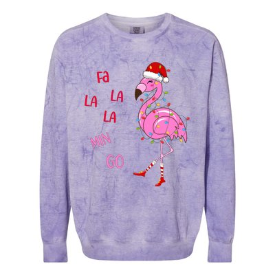 Fa La La Mingo Christmas Flamingo Tree Lights Santa Flamingo Meaningful Gift Colorblast Crewneck Sweatshirt