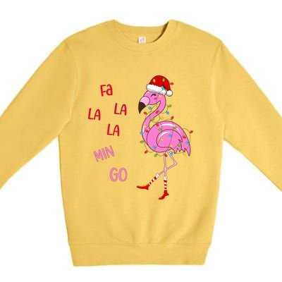 Fa La La Mingo Christmas Flamingo Tree Lights Santa Flamingo Meaningful Gift Premium Crewneck Sweatshirt