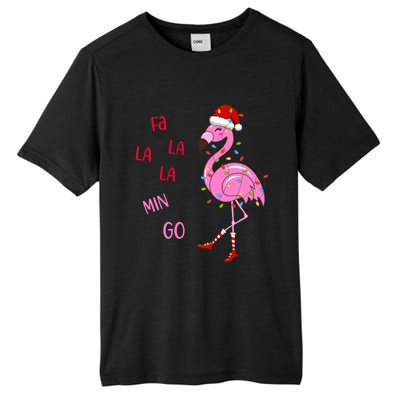 Fa La La Mingo Christmas Flamingo Tree Lights Santa Flamingo Meaningful Gift Tall Fusion ChromaSoft Performance T-Shirt