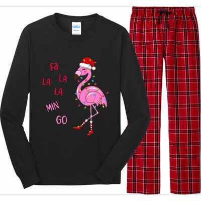 Fa La La Mingo Christmas Flamingo Tree Lights Santa Flamingo Meaningful Gift Long Sleeve Pajama Set