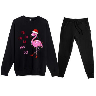 Fa La La Mingo Christmas Flamingo Tree Lights Santa Flamingo Meaningful Gift Premium Crewneck Sweatsuit Set