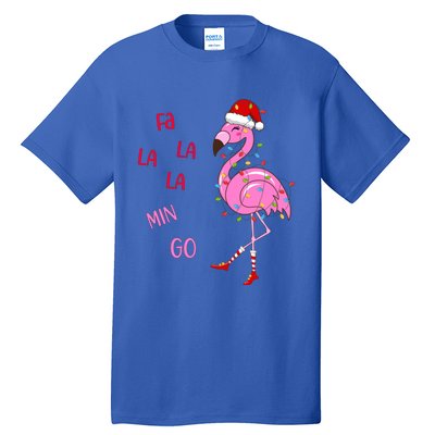 Fa La La Mingo Christmas Flamingo Tree Lights Santa Flamingo Meaningful Gift Tall T-Shirt