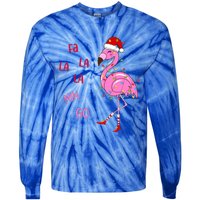 Fa La La Mingo Christmas Flamingo Tree Lights Santa Flamingo Meaningful Gift Tie-Dye Long Sleeve Shirt