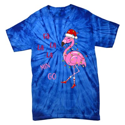 Fa La La Mingo Christmas Flamingo Tree Lights Santa Flamingo Meaningful Gift Tie-Dye T-Shirt