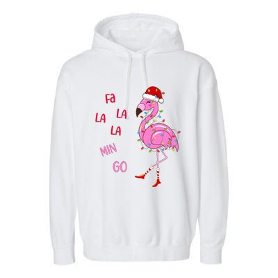 Fa La La Mingo Christmas Flamingo Tree Lights Santa Flamingo Meaningful Gift Garment-Dyed Fleece Hoodie