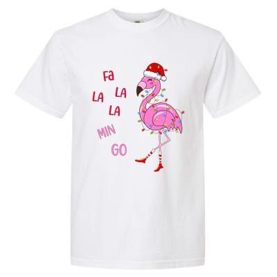 Fa La La Mingo Christmas Flamingo Tree Lights Santa Flamingo Meaningful Gift Garment-Dyed Heavyweight T-Shirt