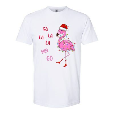 Fa La La Mingo Christmas Flamingo Tree Lights Santa Flamingo Meaningful Gift Softstyle CVC T-Shirt