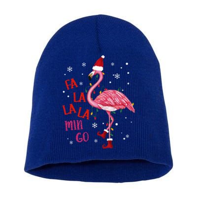 Fa La La Mingo Flamingo Christmas Tree Lights Tropical Xmas Cute Gift Short Acrylic Beanie