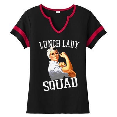 Funny Lunch Lady Gifts Cafeteria Worker Lunch Lady Squad Ladies Halftime Notch Neck Tee