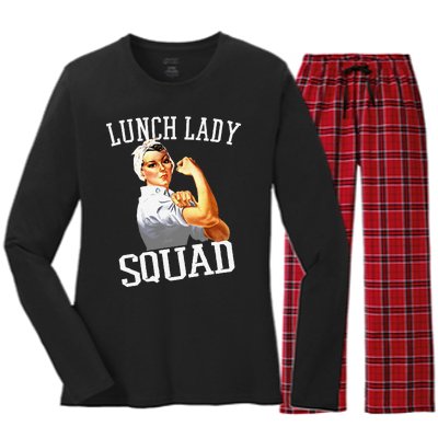 Funny Lunch Lady Gifts Cafeteria Worker Lunch Lady Squad Women's Long Sleeve Flannel Pajama Set 