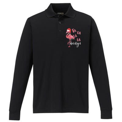 Fa La La Mingo Cute Flamingo Christmas Holiday Flamingo Cool Gift Performance Long Sleeve Polo