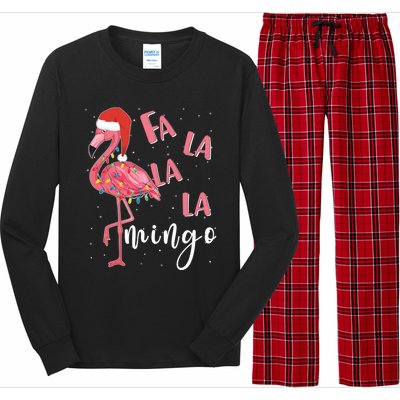 Fa La La Mingo Cute Flamingo Christmas Holiday Flamingo Cool Gift Long Sleeve Pajama Set