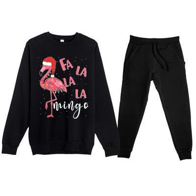 Fa La La Mingo Cute Flamingo Christmas Holiday Flamingo Cool Gift Premium Crewneck Sweatsuit Set