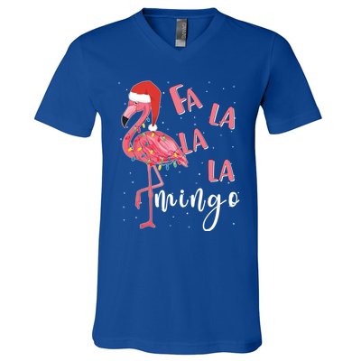 Fa La La Mingo Cute Flamingo Christmas Holiday Flamingo Cool Gift V-Neck T-Shirt