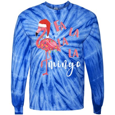 Fa La La Mingo Cute Flamingo Christmas Holiday Flamingo Cool Gift Tie-Dye Long Sleeve Shirt