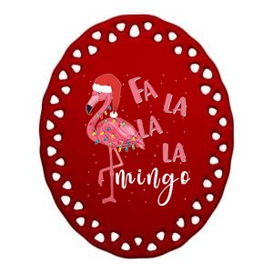 Fa La La Mingo Cute Flamingo Christmas Holiday Flamingo Cool Gift Ceramic Oval Ornament