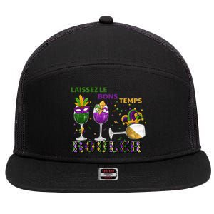 Funny Laissez Les Bons Temps Rouler Mardi Gras 7 Panel Mesh Trucker Snapback Hat