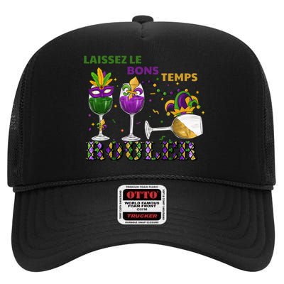 Funny Laissez Les Bons Temps Rouler Mardi Gras High Crown Mesh Back Trucker Hat