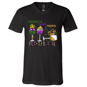 Funny Laissez Les Bons Temps Rouler Mardi Gras V-Neck T-Shirt